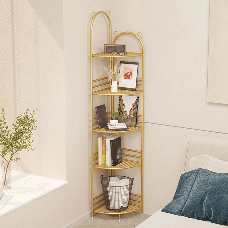 Modern Metal Bookcase Corner Open Shelf Bookshelf with Shelves