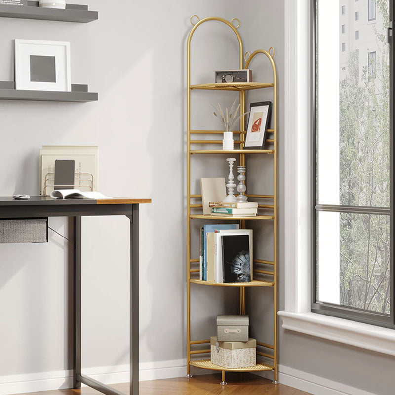 Modern Metal Bookcase Corner Open Shelf Bookshelf with Shelves