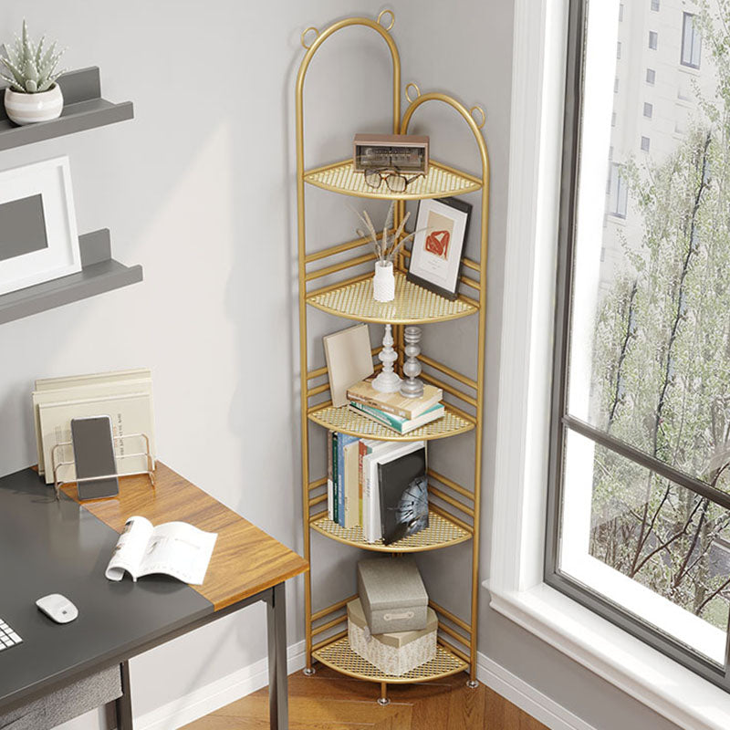 Modern Metal Bookcase Corner Open Shelf Bookshelf with Shelves
