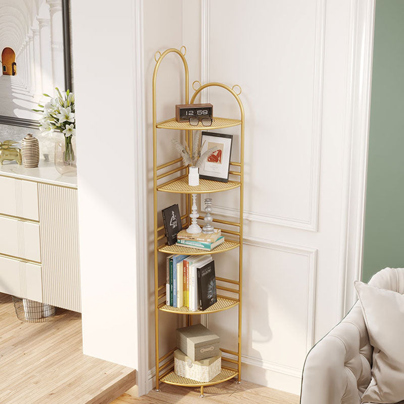 Modern Metal Bookcase Corner Open Shelf Bookshelf with Shelves