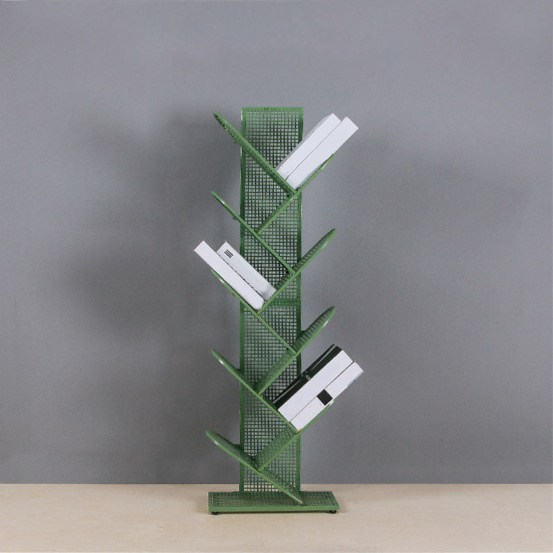 Modern Metal Bookcase Geometric Closed Back Bookshelf in Burnish