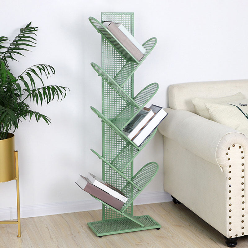 Modern Metal Bookcase Geometric Closed Back Bookshelf in Burnish