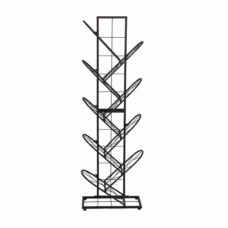 Modern Metal Bookcase Geometric Closed Back Bookshelf in Burnish