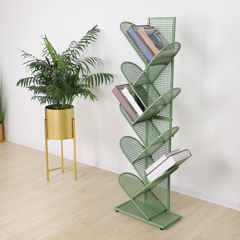 Modern Metal Bookcase Geometric Closed Back Bookshelf in Burnish