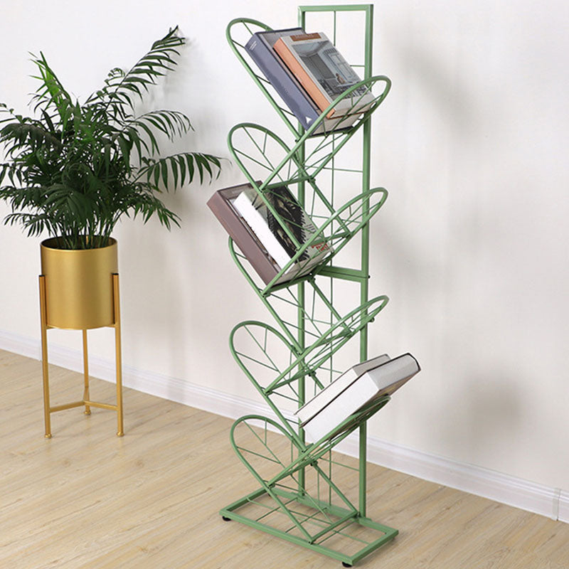 Modern Metal Bookcase Geometric Closed Back Bookshelf in Burnish