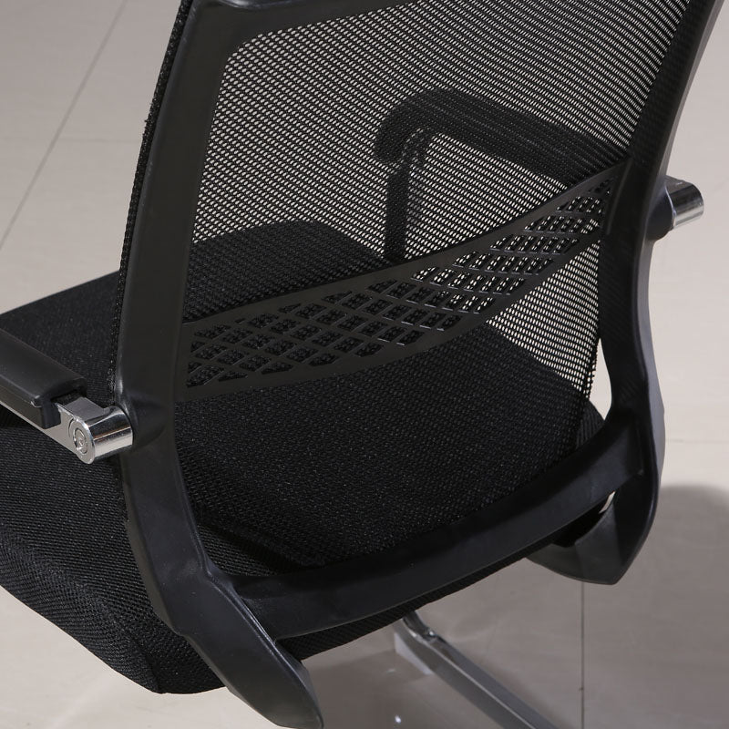Modern Armless Upholstered Office Chair Steel No Wheels Office Chair