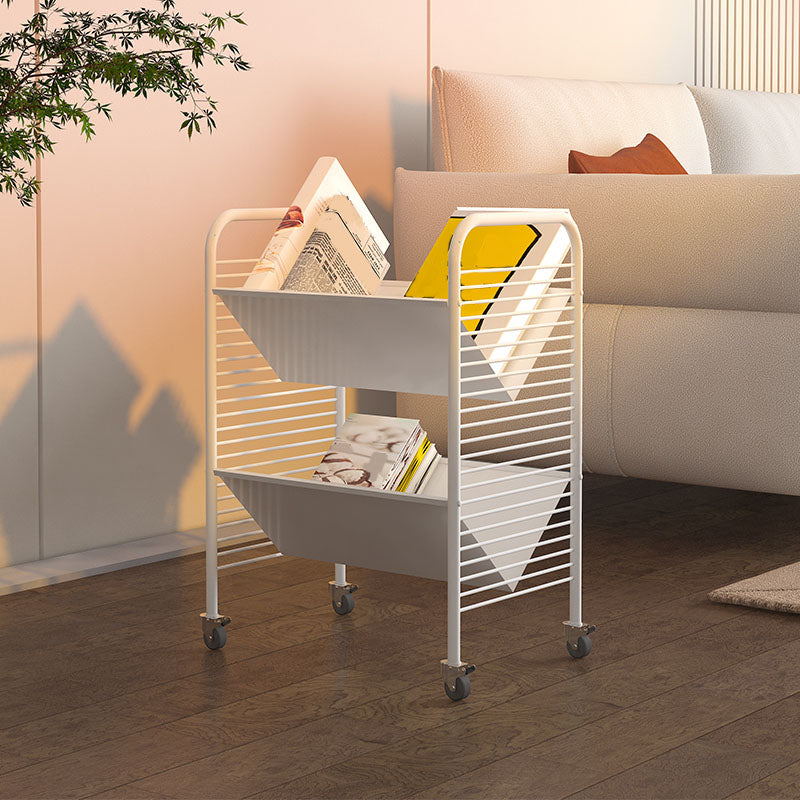 Modern Metal Bookshelf Geometric Vertical Open Shelf Bookcase in Burnish