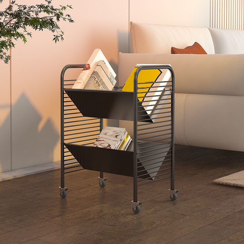 Modern Metal Bookshelf Geometric Vertical Open Shelf Bookcase in Burnish