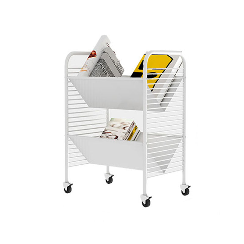 Modern Metal Bookshelf Geometric Vertical Open Shelf Bookcase in Burnish