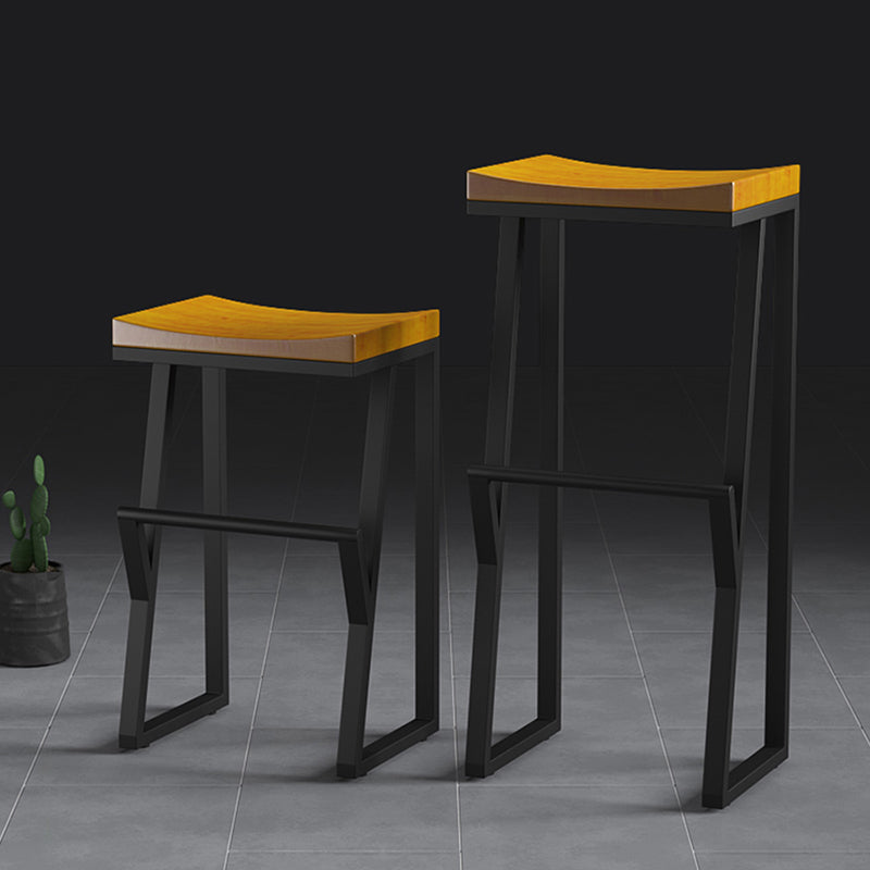 Industrial Backless Footrest Bar Stool Medium Wood Bristol Iron Stool