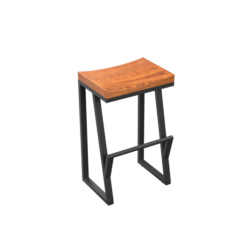 Industrial Backless Footrest Bar Stool Medium Wood Bristol Iron Stool