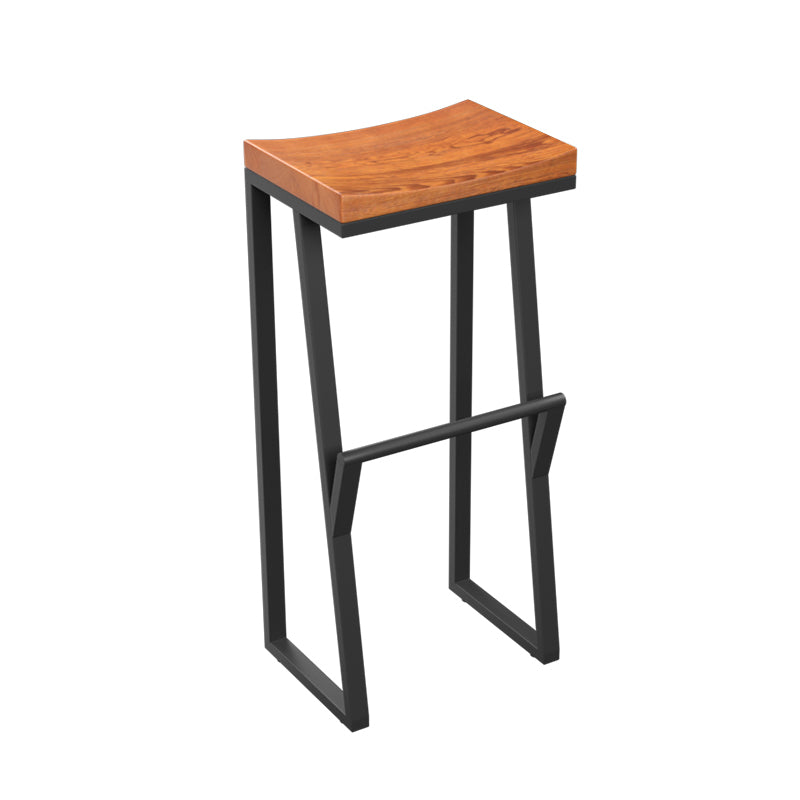 Industrial Backless Footrest Bar Stool Medium Wood Bristol Iron Stool