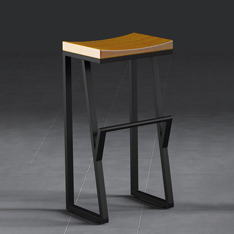 Industrial Backless Footrest Bar Stool Medium Wood Bristol Iron Stool