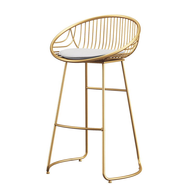 Scandinavian Upholstered Bar Stools for Home Bucket Stools with Metal Base