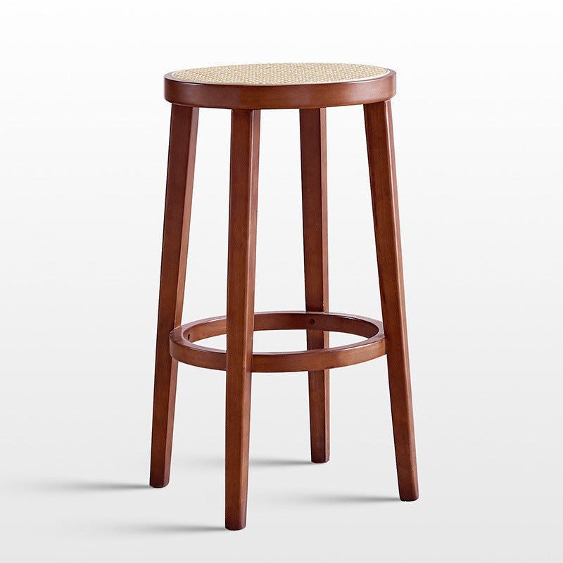 Modern Style Backless Bar-stool Round Counter Bar Stool with Wooden Legs