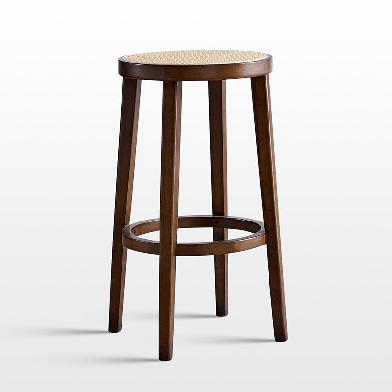 Modern Style Backless Bar-stool Round Counter Bar Stool with Wooden Legs