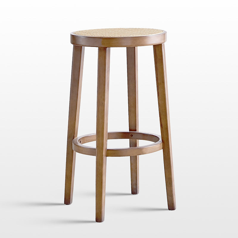 Modern Style Backless Bar-stool Round Counter Bar Stool with Wooden Legs
