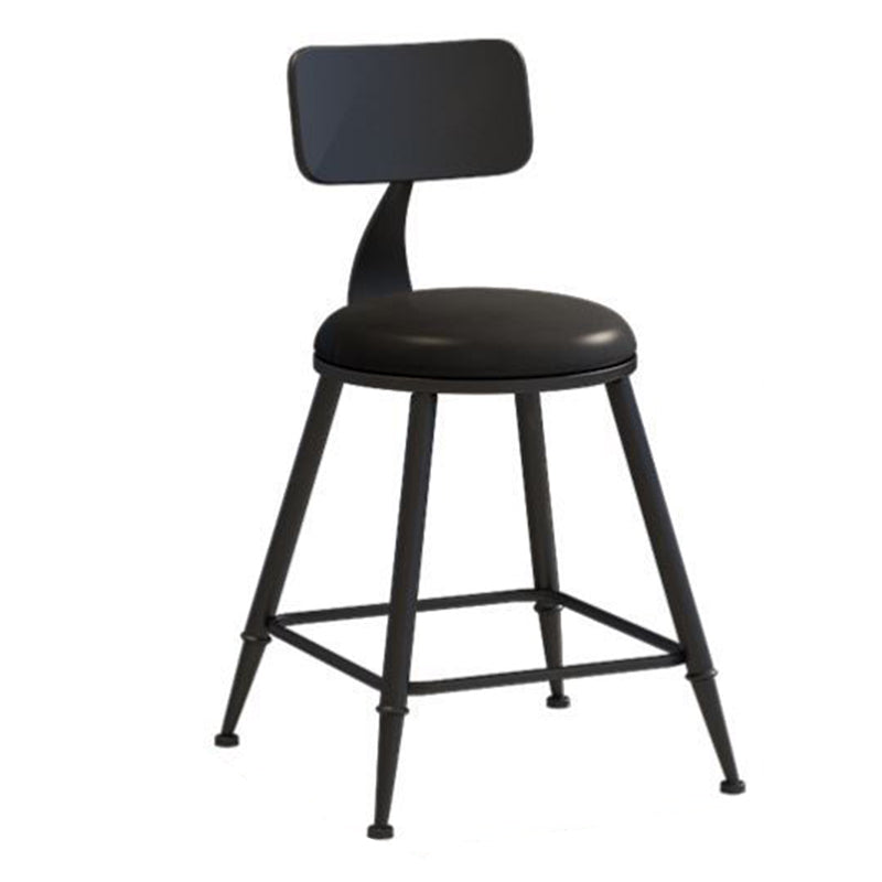 Nordic Armless Backrest Counter Stool Iron Bar Stool with Cushion and Pedal for Cafe