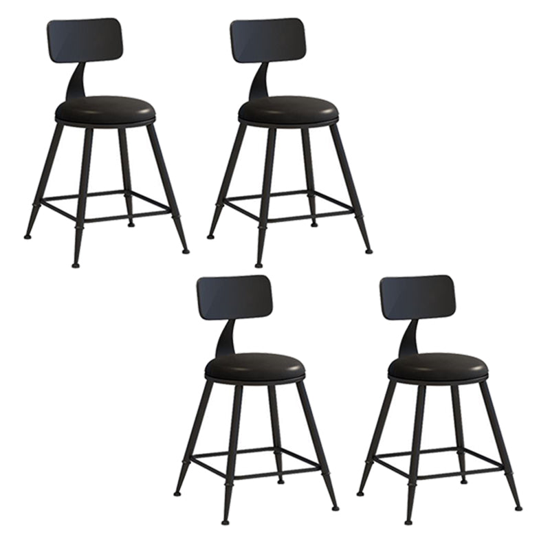 Nordic Armless Backrest Counter Stool Iron Bar Stool with Cushion and Pedal for Cafe