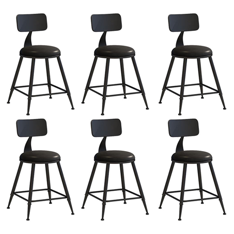Nordic Armless Backrest Counter Stool Iron Bar Stool with Cushion and Pedal for Cafe