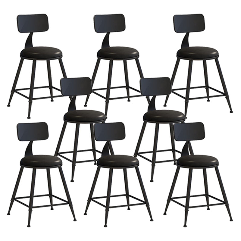 Nordic Armless Backrest Counter Stool Iron Bar Stool with Cushion and Pedal for Cafe