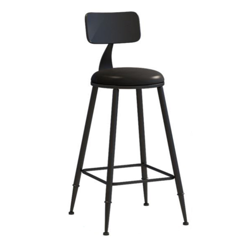 Nordic Armless Backrest Counter Stool Iron Bar Stool with Cushion and Pedal for Cafe