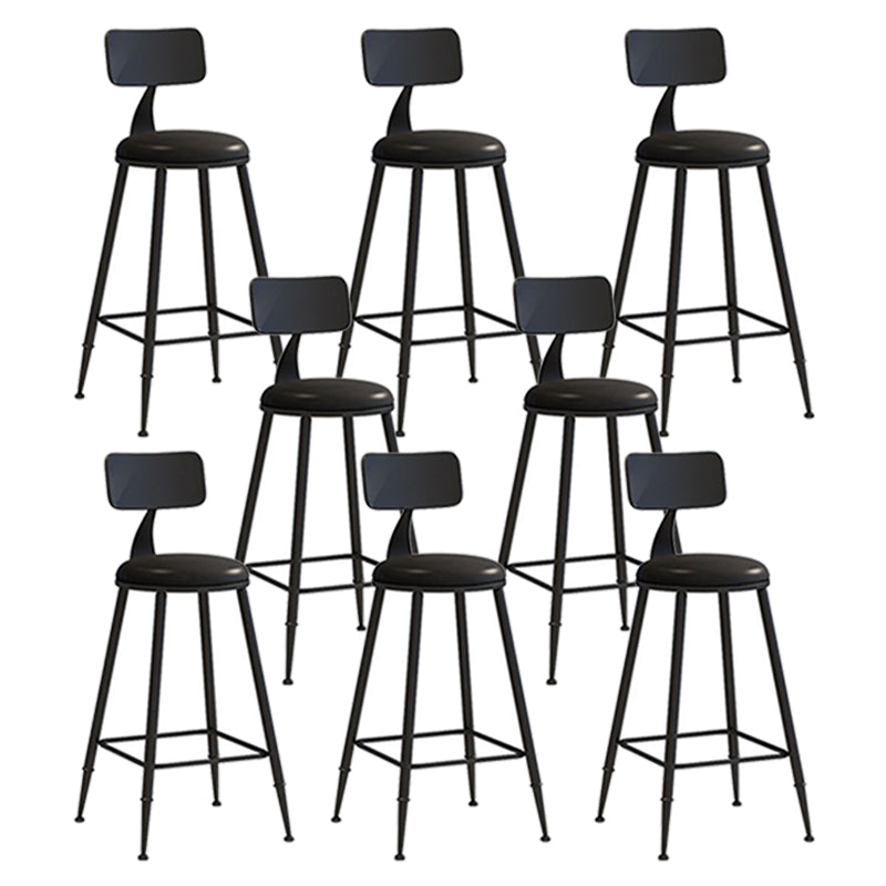 Nordic Armless Backrest Counter Stool Iron Bar Stool with Cushion and Pedal for Cafe
