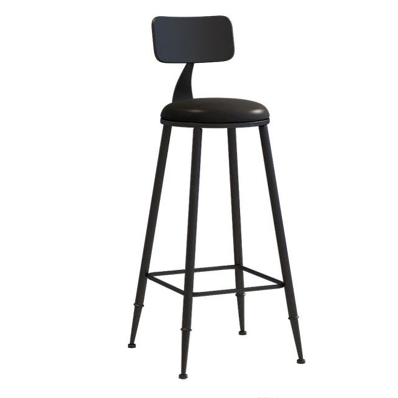 Nordic Armless Backrest Counter Stool Iron Bar Stool with Cushion and Pedal for Cafe