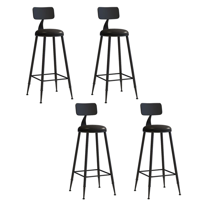 Nordic Armless Backrest Counter Stool Iron Bar Stool with Cushion and Pedal for Cafe