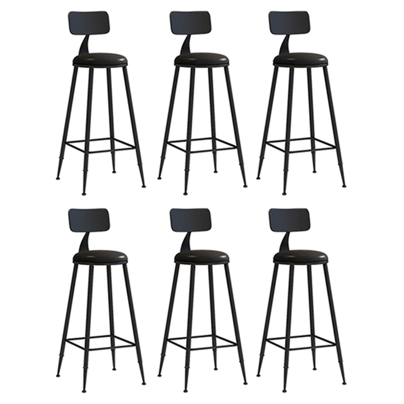 Nordic Armless Backrest Counter Stool Iron Bar Stool with Cushion and Pedal for Cafe