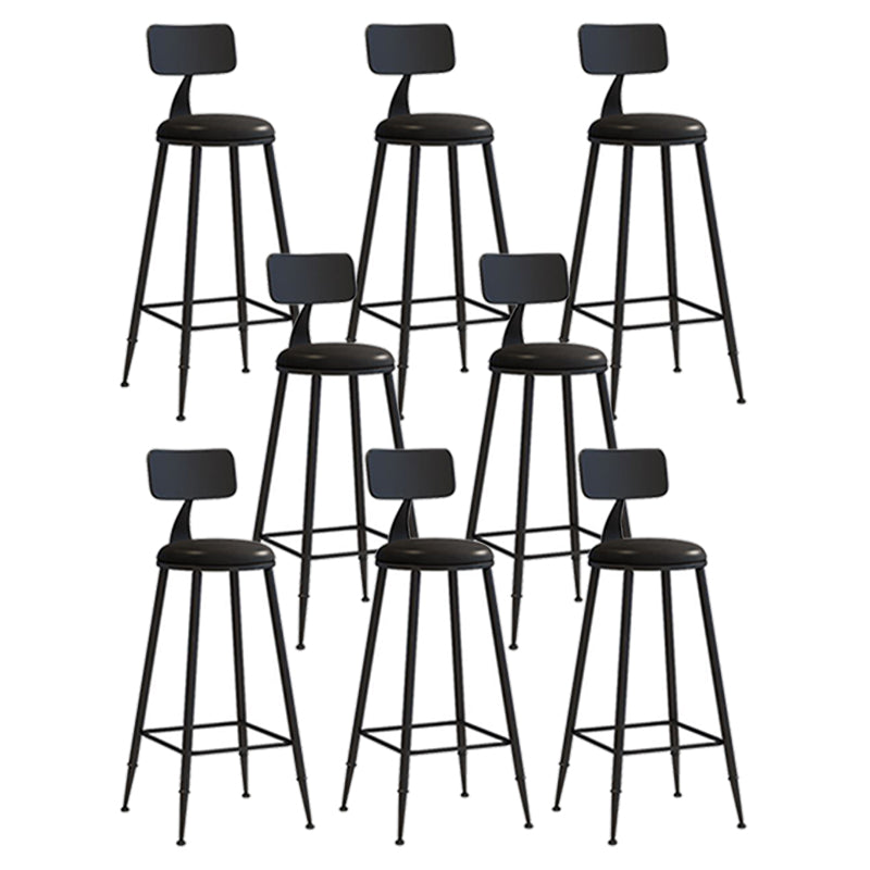 Nordic Armless Backrest Counter Stool Iron Bar Stool with Cushion and Pedal for Cafe
