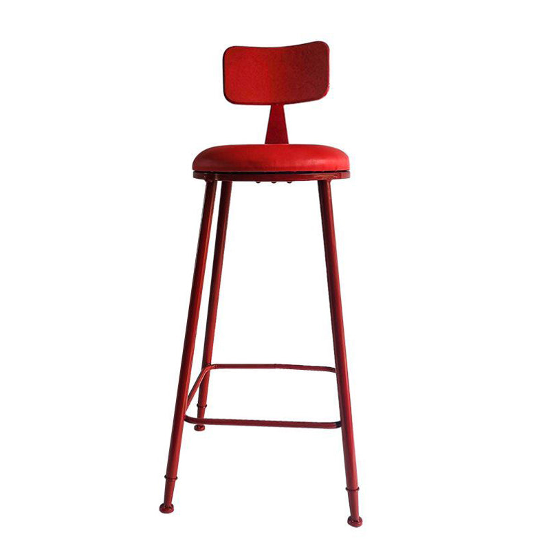 Nordic Armless Backrest Counter Stool Iron Bar Stool with Cushion and Pedal for Cafe