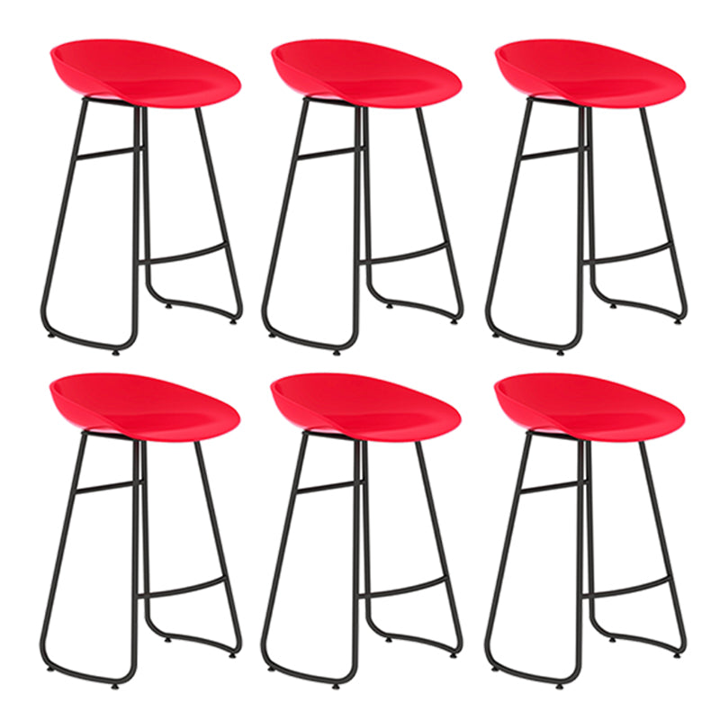 Modern Backrest Armless Counter Stool Iron Bar Stool with Acrylic Seat and Pedal for Cafe