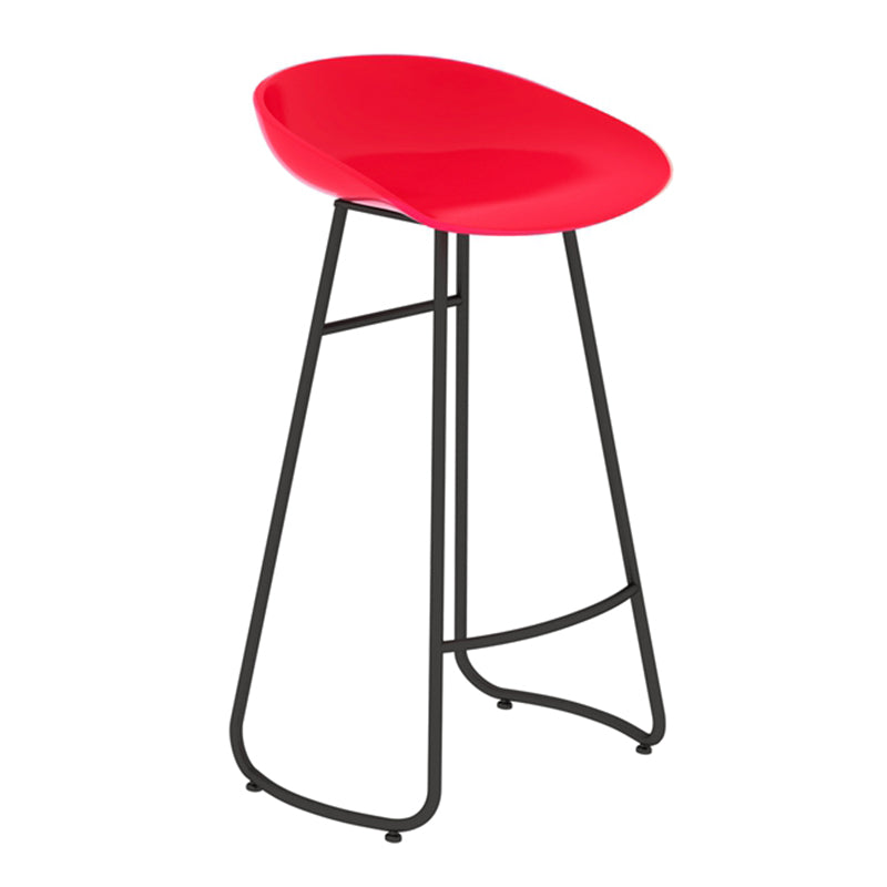 Modern Backrest Armless Counter Stool Iron Bar Stool with Acrylic Seat and Pedal for Cafe