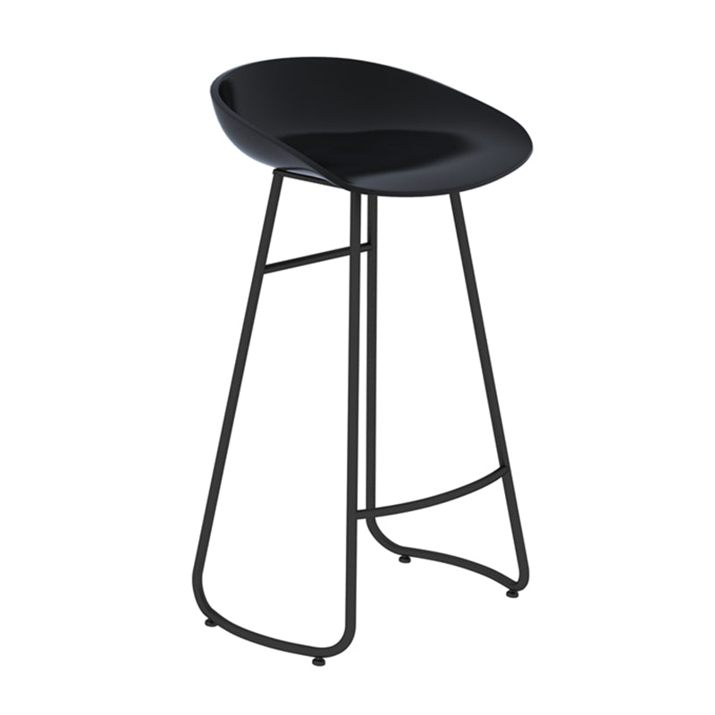 Modern Backrest Armless Counter Stool Iron Bar Stool with Acrylic Seat and Pedal for Cafe