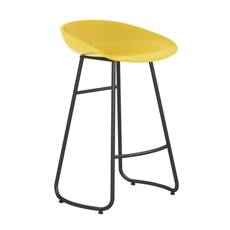 Modern Backrest Armless Counter Stool Iron Bar Stool with Acrylic Seat and Pedal for Cafe