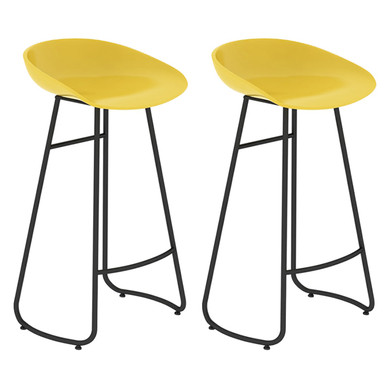 Modern Backrest Armless Counter Stool Iron Bar Stool with Acrylic Seat and Pedal for Cafe