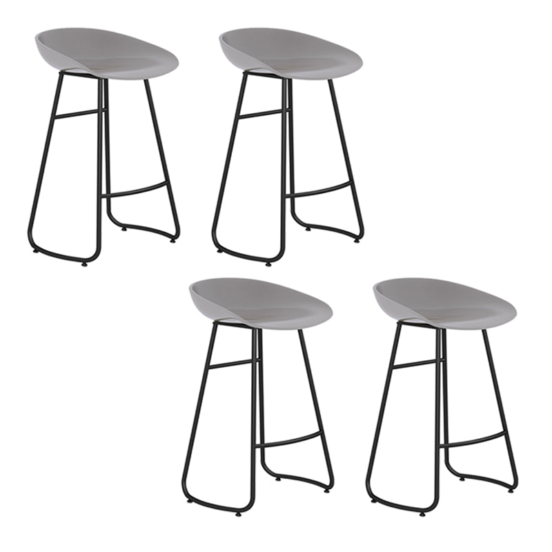 Modern Backrest Armless Counter Stool Iron Bar Stool with Acrylic Seat and Pedal for Cafe