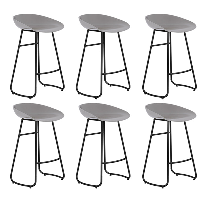 Modern Backrest Armless Counter Stool Iron Bar Stool with Acrylic Seat and Pedal for Cafe