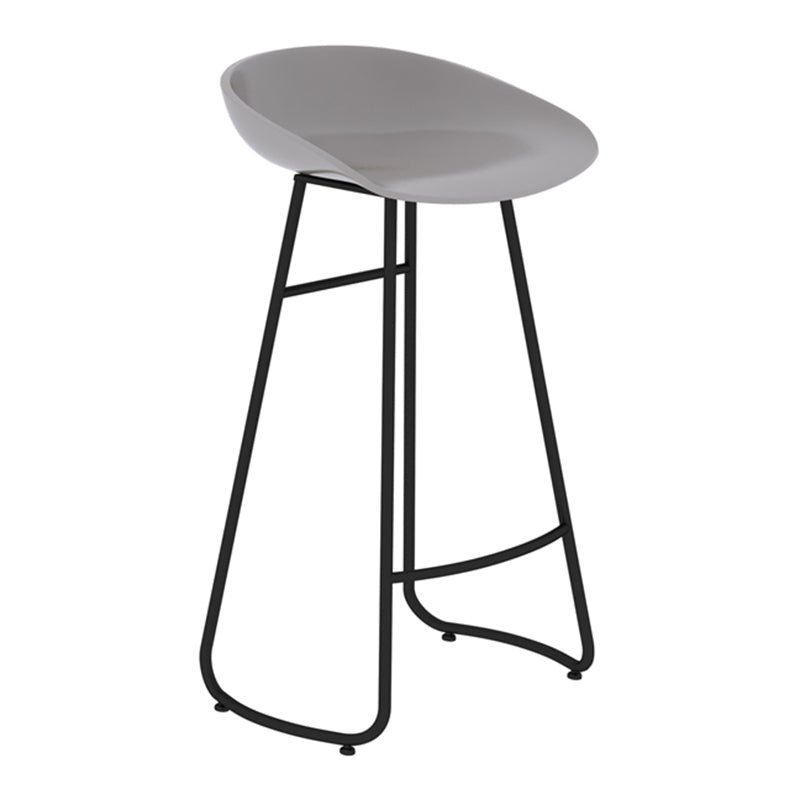 Modern Backrest Armless Counter Stool Iron Bar Stool with Acrylic Seat and Pedal for Cafe