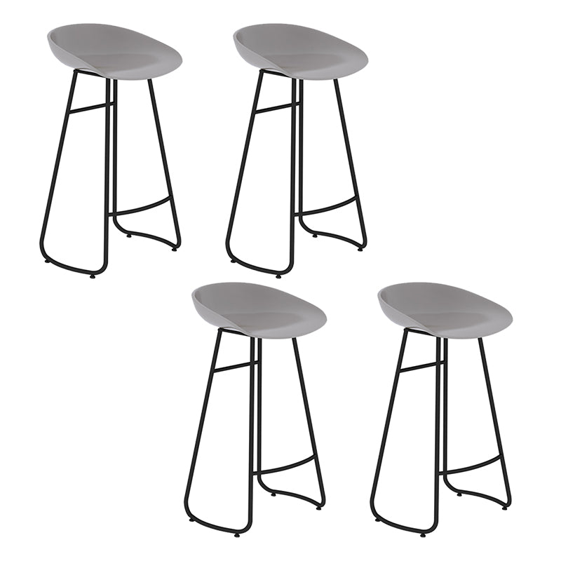 Modern Backrest Armless Counter Stool Iron Bar Stool with Acrylic Seat and Pedal for Cafe