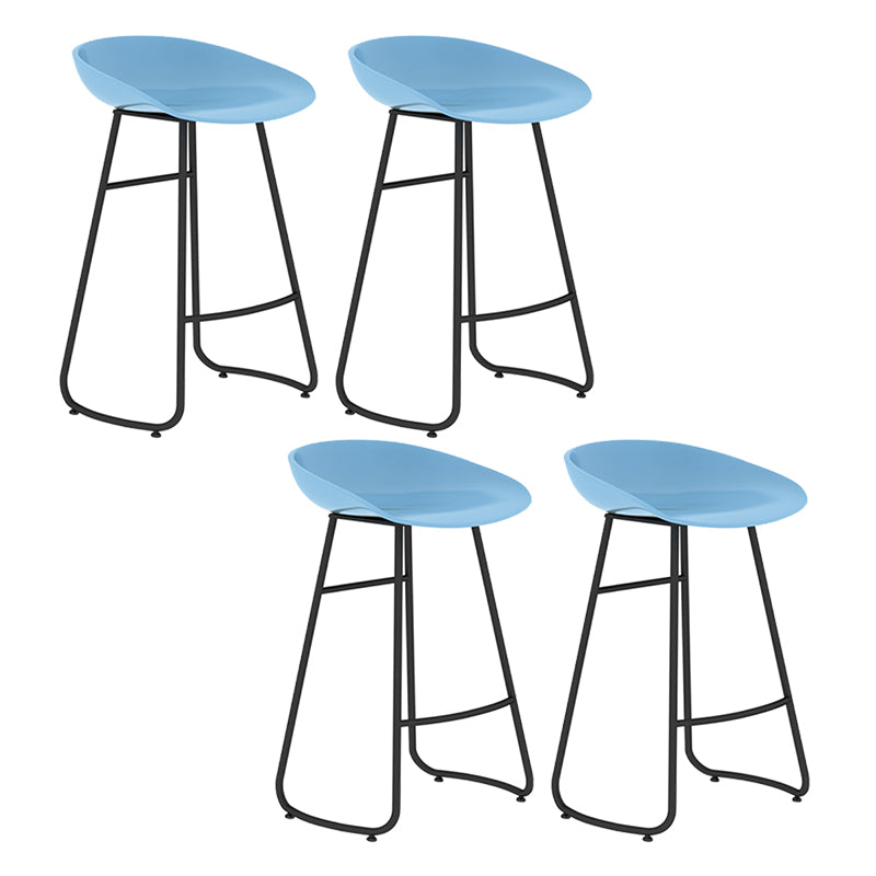 Modern Backrest Armless Counter Stool Iron Bar Stool with Acrylic Seat and Pedal for Cafe
