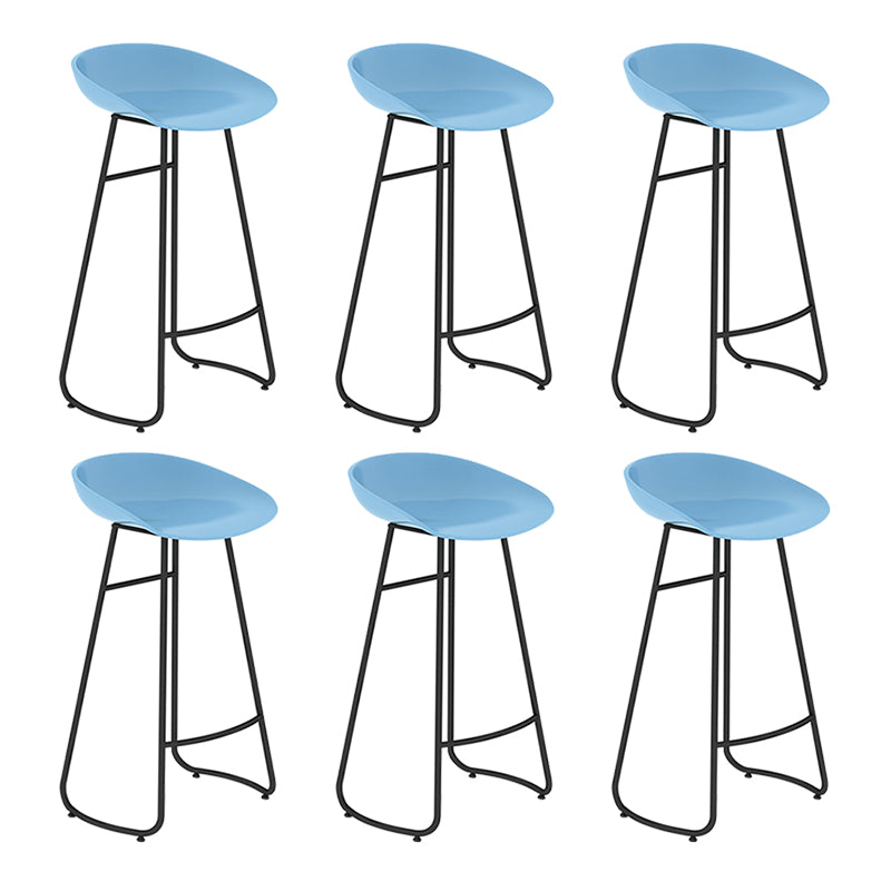 Modern Backrest Armless Counter Stool Iron Bar Stool with Acrylic Seat and Pedal for Cafe