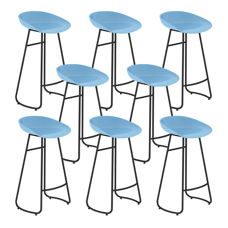 Modern Backrest Armless Counter Stool Iron Bar Stool with Acrylic Seat and Pedal for Cafe