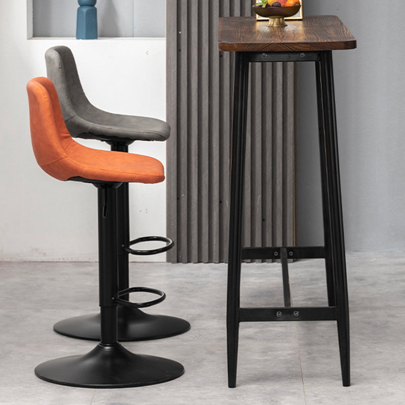 Contemporary Metal Stool Leather Upholstered Counter Stool in Matte Finish for Indoor