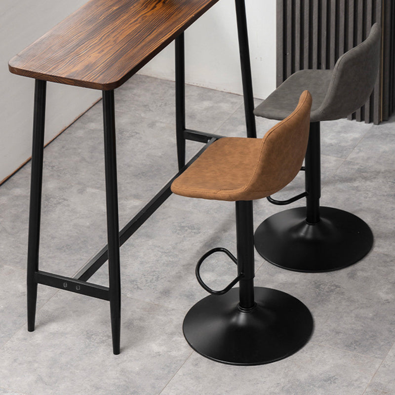 Contemporary Metal Stool Leather Upholstered Counter Stool in Matte Finish for Indoor