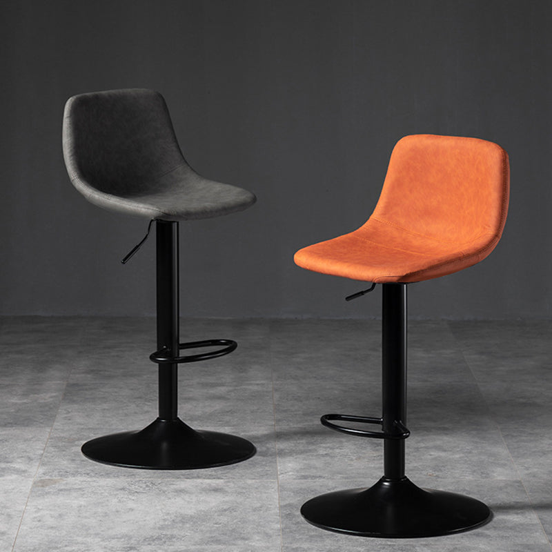 Contemporary Metal Stool Leather Upholstered Counter Stool in Matte Finish for Indoor