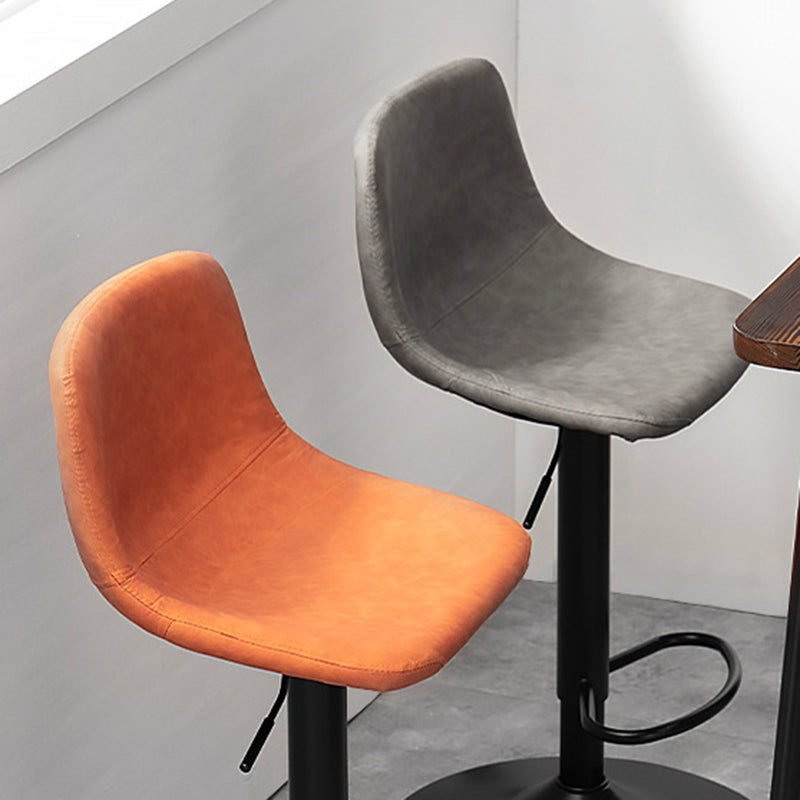 Contemporary Metal Stool Leather Upholstered Counter Stool in Matte Finish for Indoor