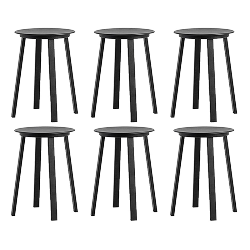 Contemporary Backless Barstool Round Seat Armless Bar Stools with 4 Metal Legs