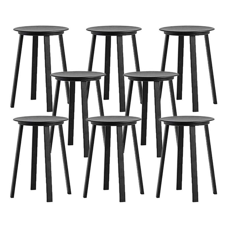 Contemporary Backless Barstool Round Seat Armless Bar Stools with 4 Metal Legs